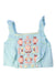 A Blue Sleeveless Tops from Louise Misha in size 4T for girl. (Front View)