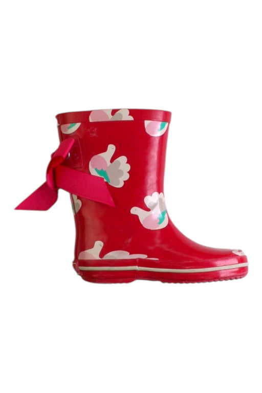 A Red Rain Boots from Jacadi in size 4T for girl. (Front View)