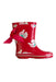 A Red Rain Boots from Jacadi in size 4T for girl. (Front View)