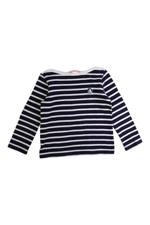 A Navy Long Sleeve T Shirts from Petit Bateau in size 5T for girl. (Front View)