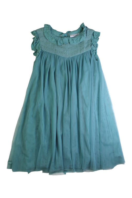 A Teal Sleeveless Dresses from Chateau de Sable in size 8Y for girl. (Front View)