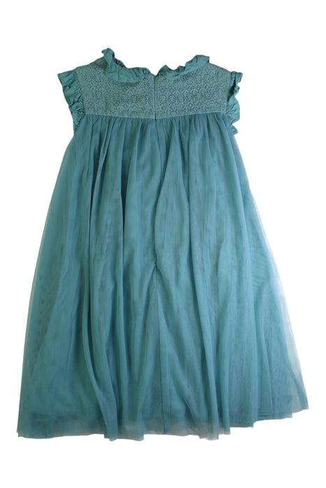 A Teal Sleeveless Dresses from Chateau de Sable in size 8Y for girl. (Back View)