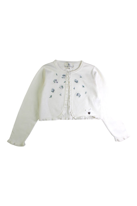 A White Cardigans from Kumikyoku in size 5T for girl. (Front View)