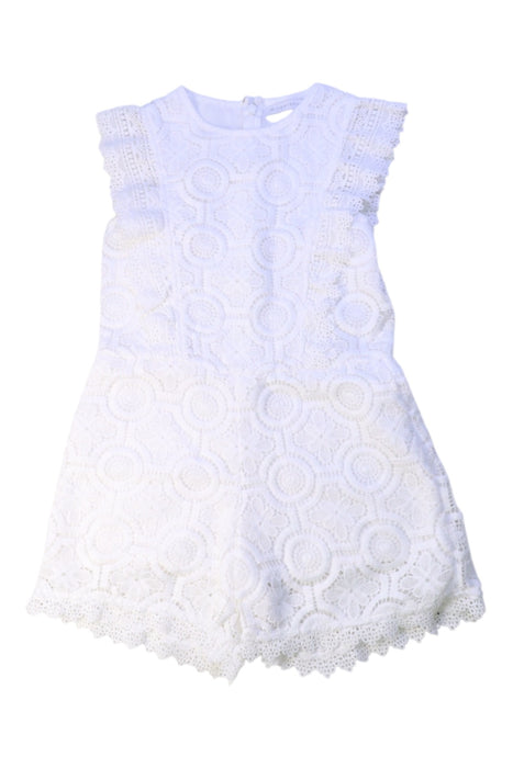 A White Sleeveless Rompers from Gingersnaps in size 8Y for girl. (Front View)