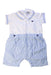 A White Short Sleeve Rompers from Armani in size 6-12M for boy. (Front View)