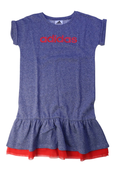 A Blue Short Sleeve Dresses from Adidas in size 6T for girl. (Front View)