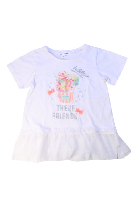 A White Short Sleeve Dresses from Global  Work in size 6T for girl. (Front View)