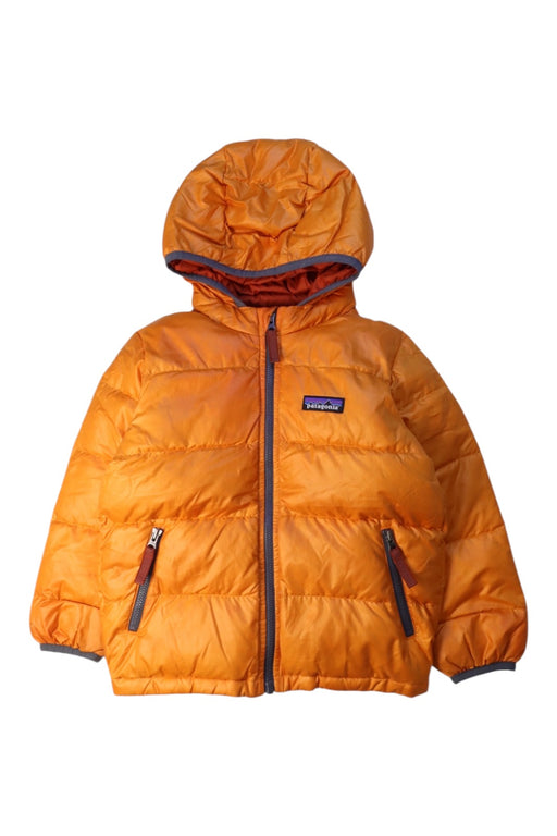 A Orange Puffer/Quilted Jackets from Patagonia in size 3T for neutral. (Front View)