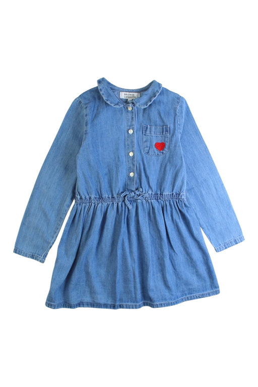 A Blue Long Sleeve Dresses from Galeries Lafayette in size 4T for girl. (Front View)