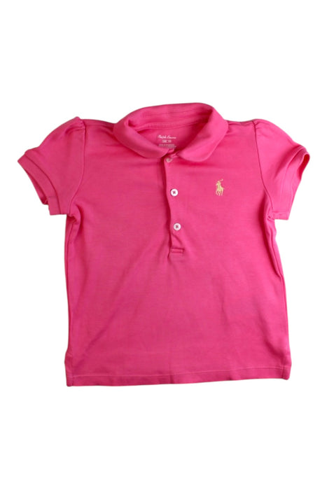 A Pink Short Sleeve Polos from Ralph Lauren in size 18-24M for girl. (Front View)