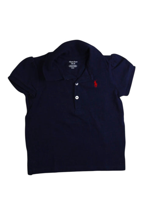 A Navy Short Sleeve Polos from Ralph Lauren in size 18-24M for girl. (Front View)