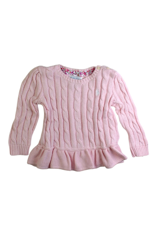 A Pink Knit Sweaters from Ralph Lauren in size 12-18M for girl. (Front View)