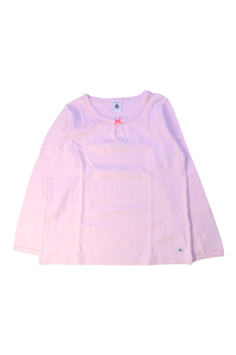 A Pink Long Sleeve Tops from Petit Bateau in size 6T for girl. (Front View)
