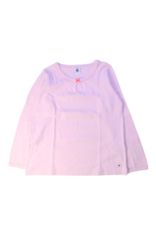 A Pink Long Sleeve Tops from Petit Bateau in size 6T for girl. (Front View)