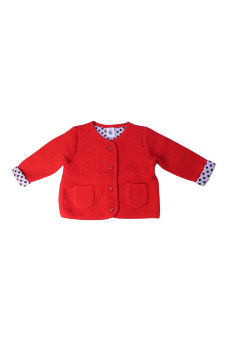 A Red Cardigans from Petit Bateau in size 3-6M for girl. (Front View)