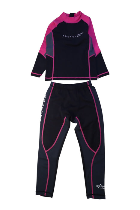 A Black Swim Sets from Aquasport in size 6T for girl. (Front View)