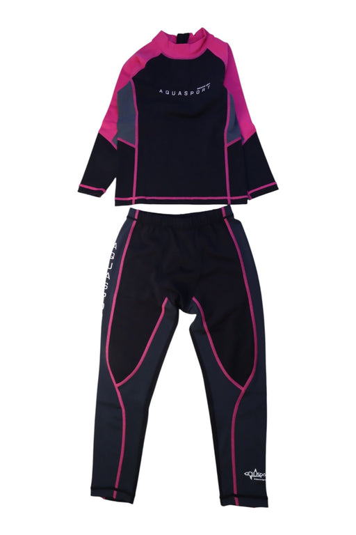 A Black Swim Sets from Aquasport in size 6T for girl. (Front View)