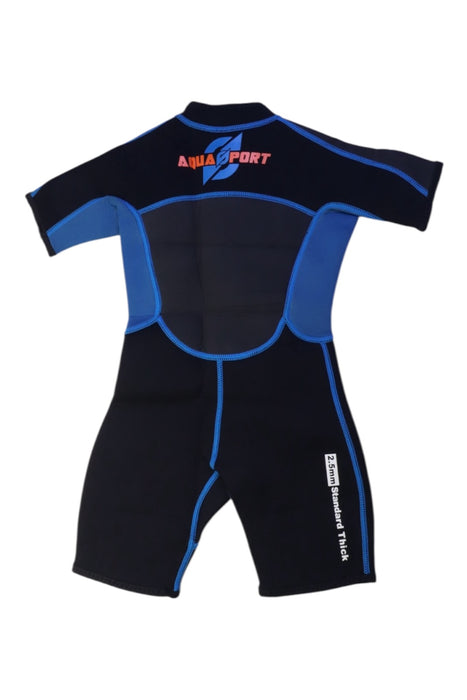A Black Wetsuits from Aquasport in size 2T for boy. (Back View)