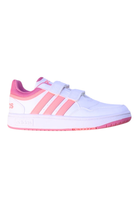 A White Sneakers from Adidas in size 7Y for girl. (Front View)