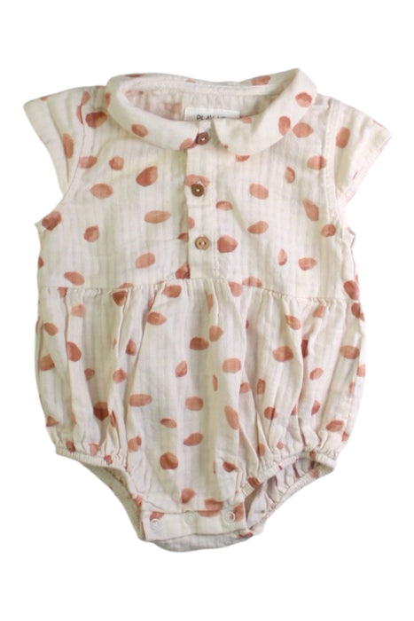 A Beige Sleeveless Rompers from Play Up in size 3-6M for girl. (Front View)