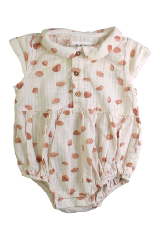 A Beige Sleeveless Rompers from Play Up in size 3-6M for girl. (Front View)