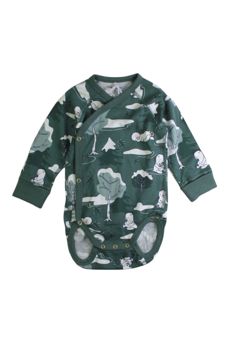 A Green Long Sleeve Bodysuits from Polarn O. Pyret in size 3-6M for boy. (Front View)