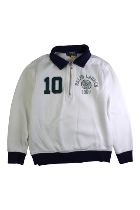 A White Zippered Sweatshirts from Polo Ralph Lauren in size 10Y for boy. (Front View)