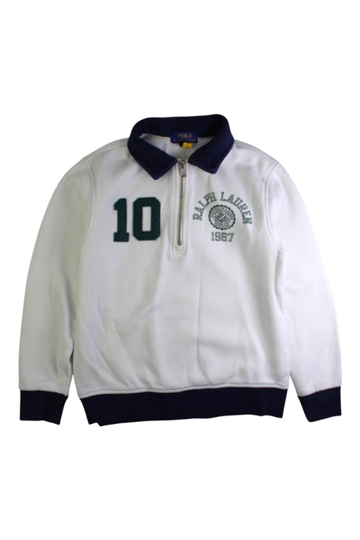 A White Zippered Sweatshirts from Polo Ralph Lauren in size 10Y for boy. (Front View)