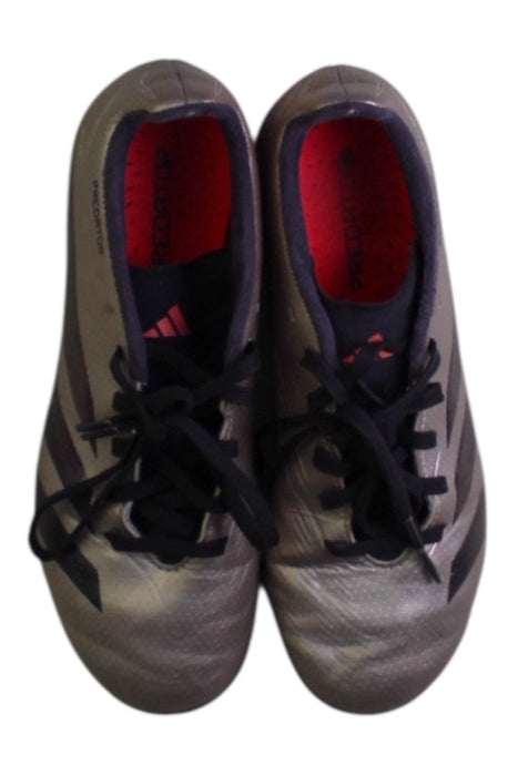 A Silver Cleats/Soccer Shoes from Adidas in size 11Y for neutral. (Back View)