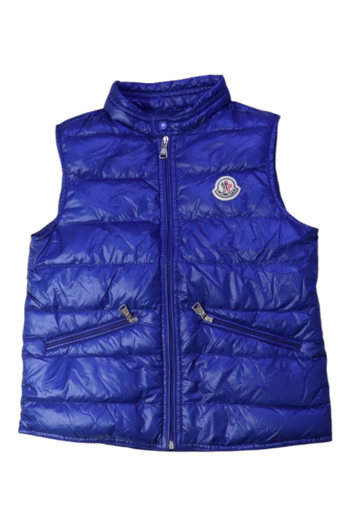 A Blue Outerwear Vests from Moncler in size 8Y for boy. (Front View)