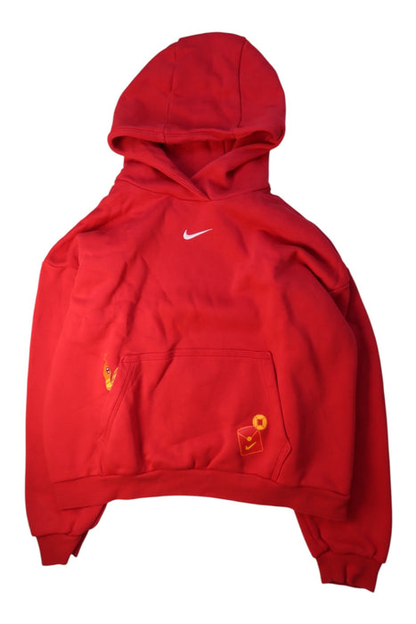 A Red Hooded Sweatshirts from Nike in size 13Y for girl. (Front View)