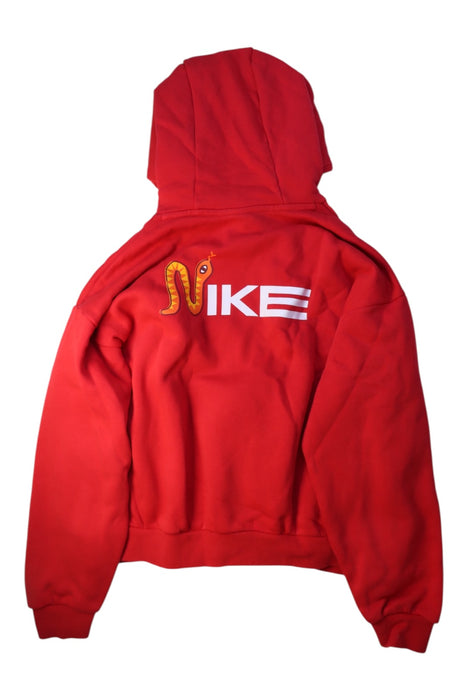 A Red Hooded Sweatshirts from Nike in size 13Y for girl. (Back View)