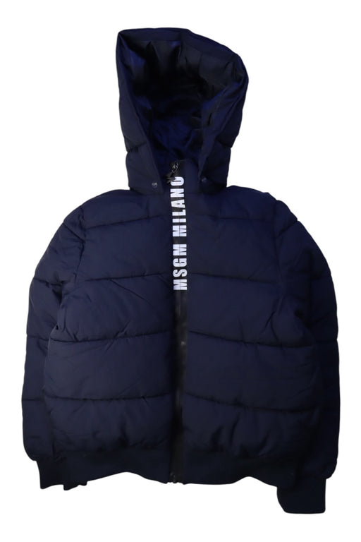 A Navy Puffer/Quilted Jackets from MSGM in size 10Y for neutral. (Front View)