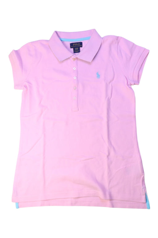 A Pink Short Sleeve Polos from Polo Ralph Lauren in size 12Y for girl. (Front View)