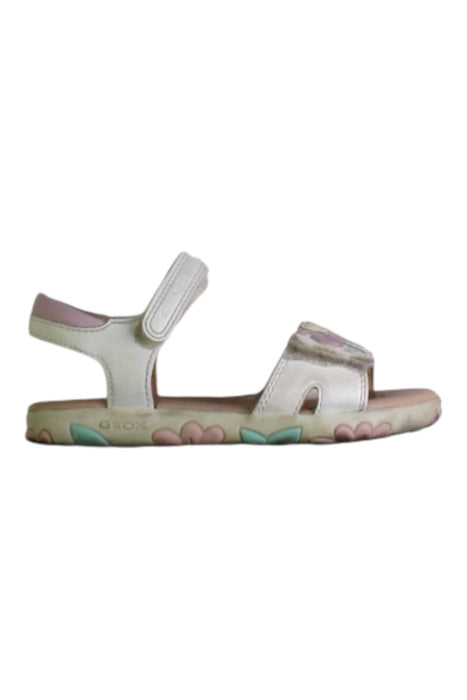 A White Sandals from Geox in size 5T for girl. (Front View)