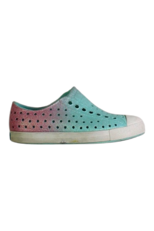 A Pink Slip Ons from Native Shoes in size 3T for girl. (Front View)