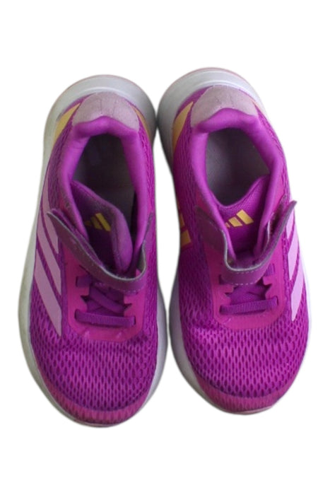 A Pink Sneakers from Adidas in size 6T for girl. (Back View)