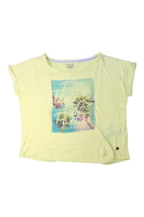 A Yellow Short Sleeve T Shirts from Tommy Hilfiger in size 12Y for girl. (Front View)