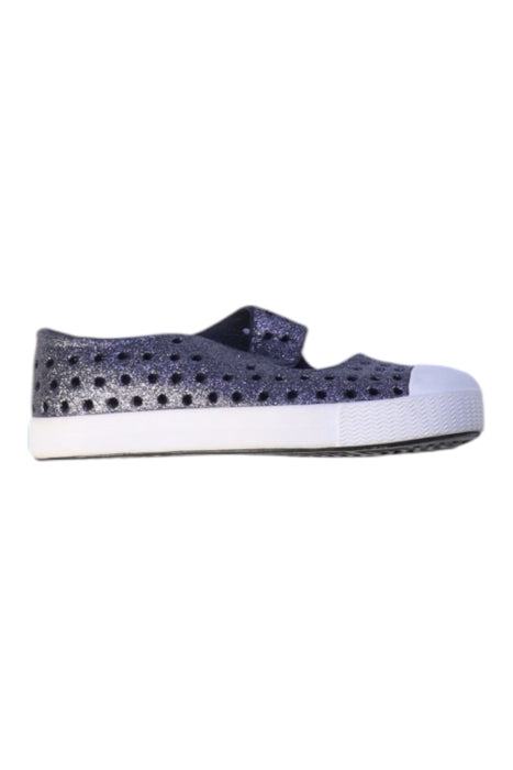 A Black Slip Ons from Native Shoes in size 3T for girl. (Front View)