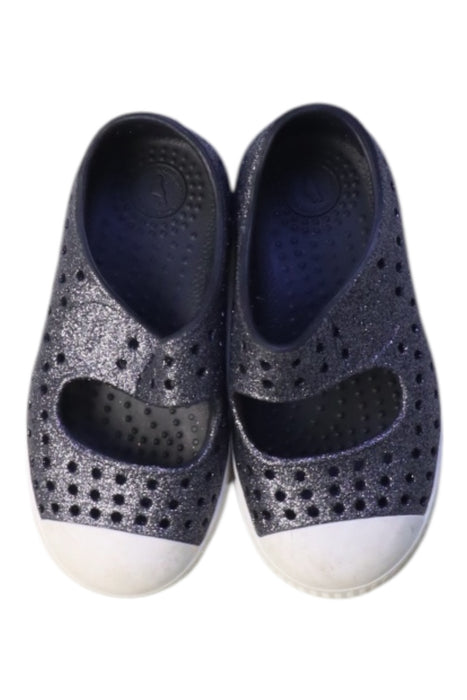 A Black Slip Ons from Native Shoes in size 3T for girl. (Back View)