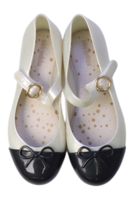 A White Flats from Mini Melissa in size 6T for girl. (Back View)