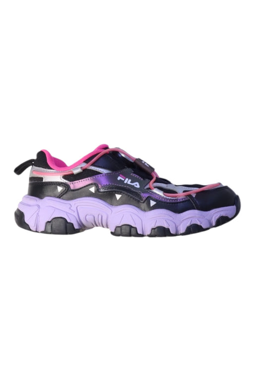 A Black Sneakers from Fila in size 11Y for girl. (Front View)