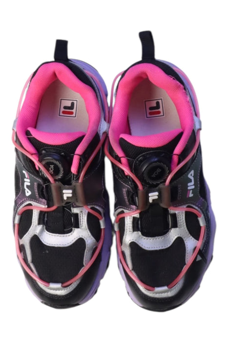 A Black Sneakers from Fila in size 11Y for girl. (Back View)