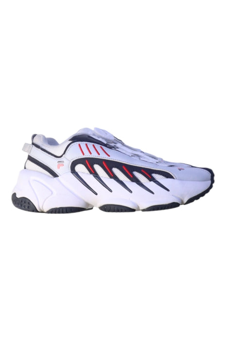 A White Sneakers from Fila in size 9Y for girl. (Front View)