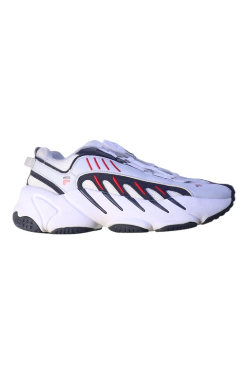 A White Sneakers from Fila in size 9Y for girl. (Front View)