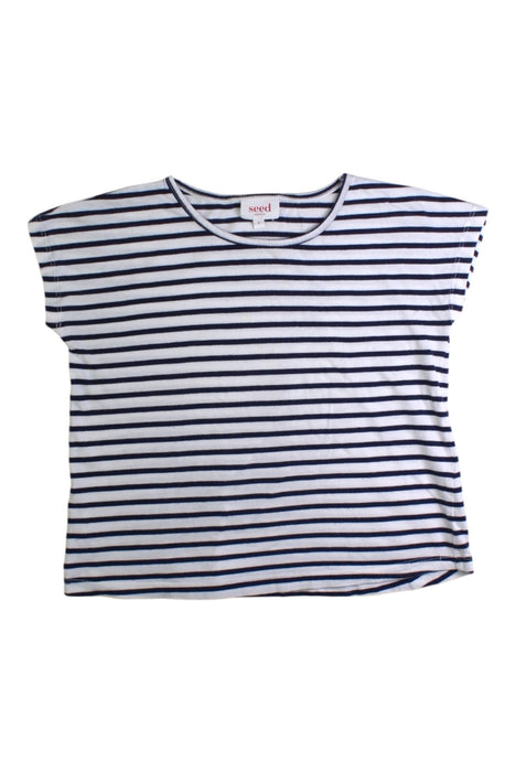 A Blue Short Sleeve Tops from Seed in size 5T for girl. (Front View)