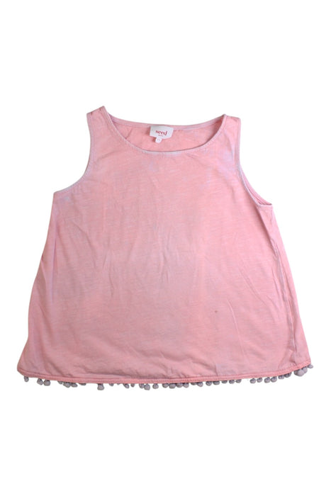 A Pink Sleeveless Tops from Seed in size 5T for girl. (Front View)