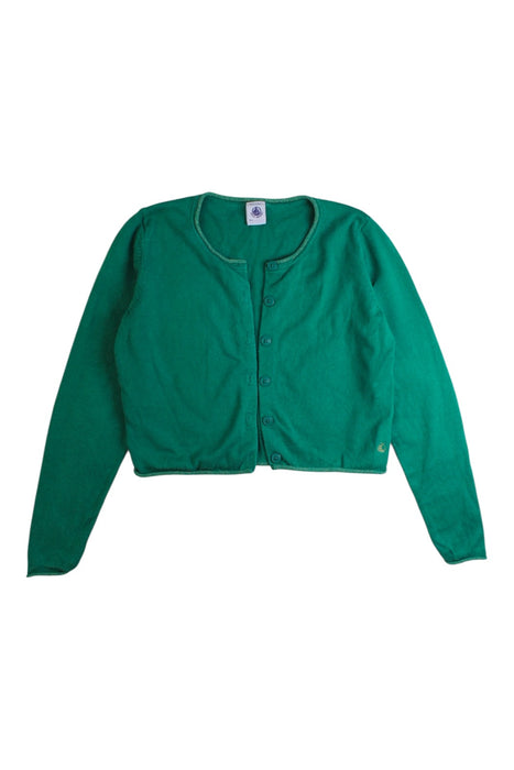 A Green Cardigans from Petit Bateau in size 8Y for girl. (Front View)