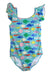 A Blue Swimsuits from Boden in size 6T for girl. (Front View)