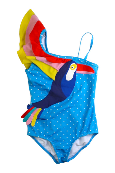 A Blue Swimsuits from Boden in size 5T for girl. (Front View)